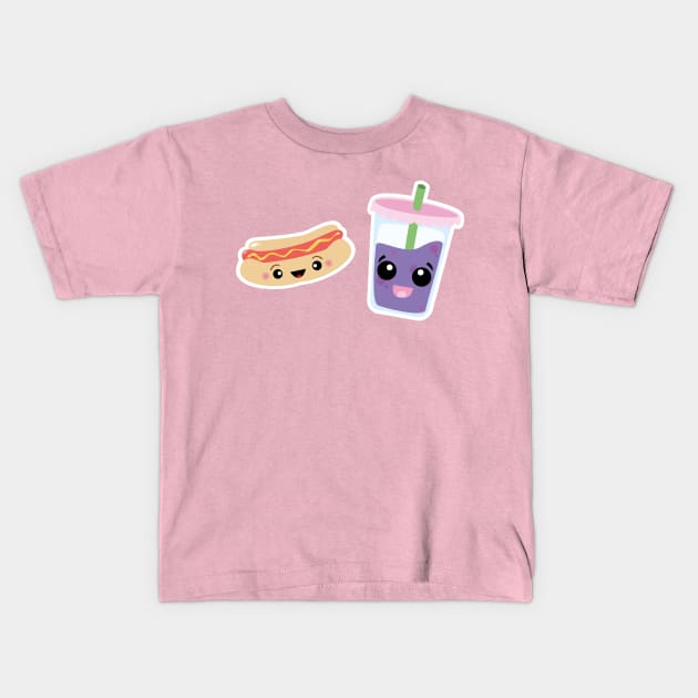 Hot Dog & Boba Bubble Tea Kids T-Shirt by nuggetstump